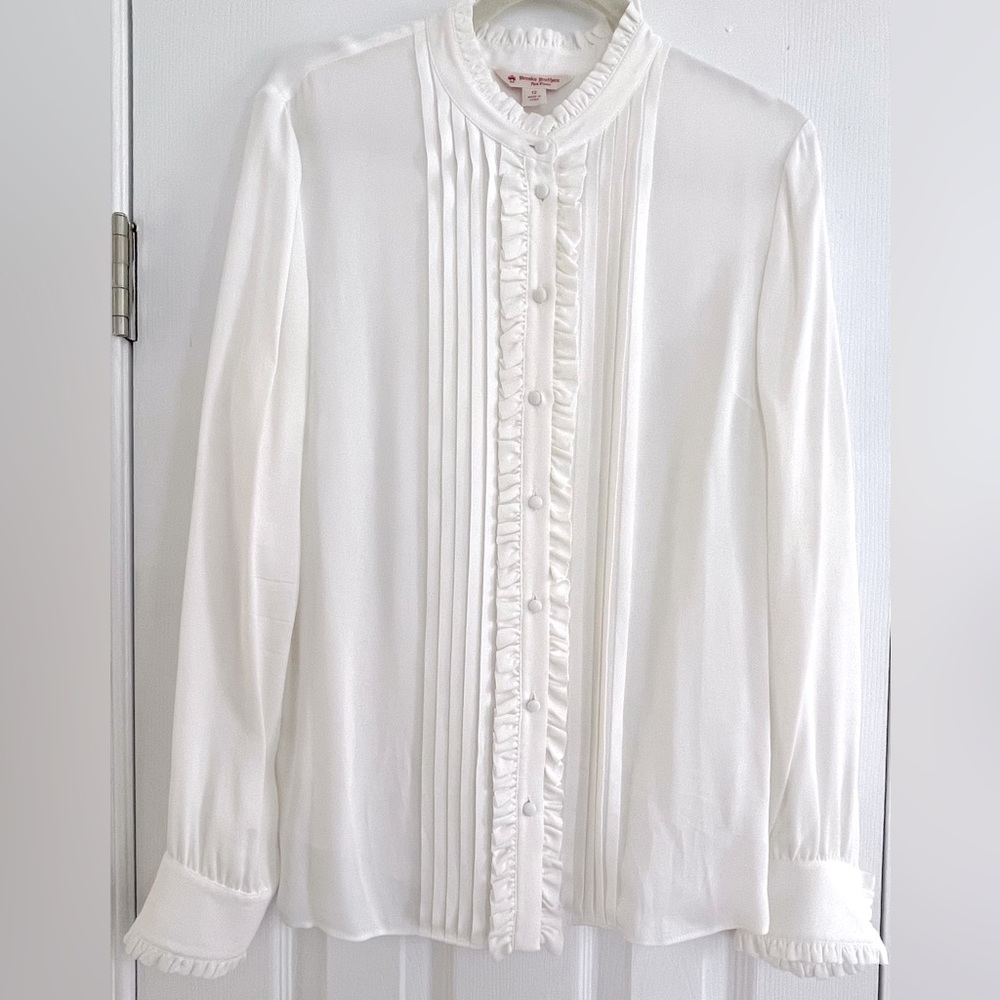 Brooks Brothers White Ruffle Blouse